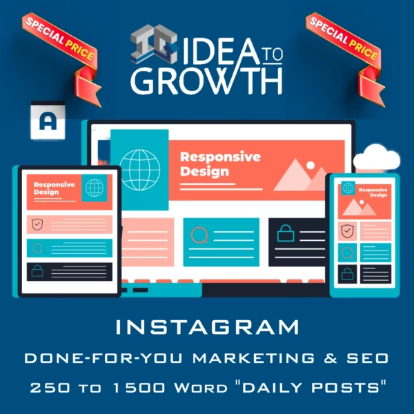 DONE FOR YOU INSTAGRAM MARKETING AND SEO PACKAGE - 250-1500 WORD DAILY POSTS